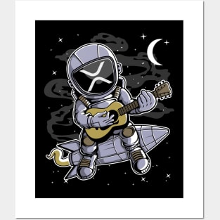 Astronaut Guitar Ripple XRP Coin To The Moon Crypto Token Cryptocurrency Blockchain Wallet Birthday Gift For Men Women Kids Posters and Art